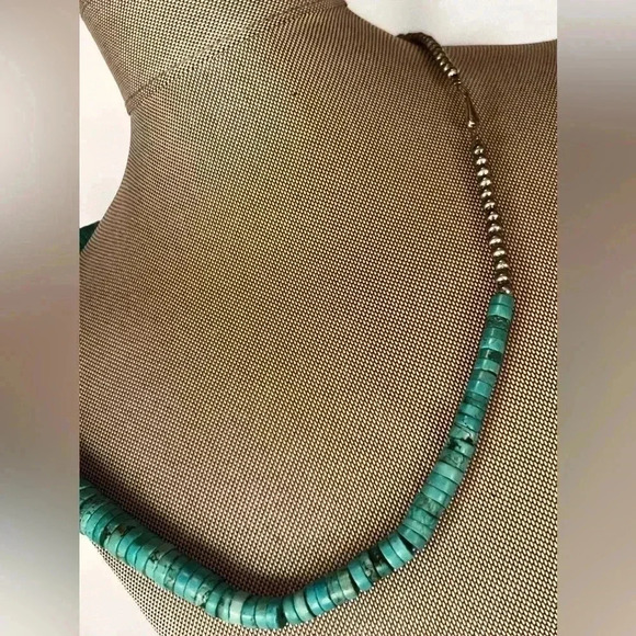 Vintage Jacla jocla Pueblo reishi Turquoise Navajo native american Necklace 74g - Picture 11 of 15